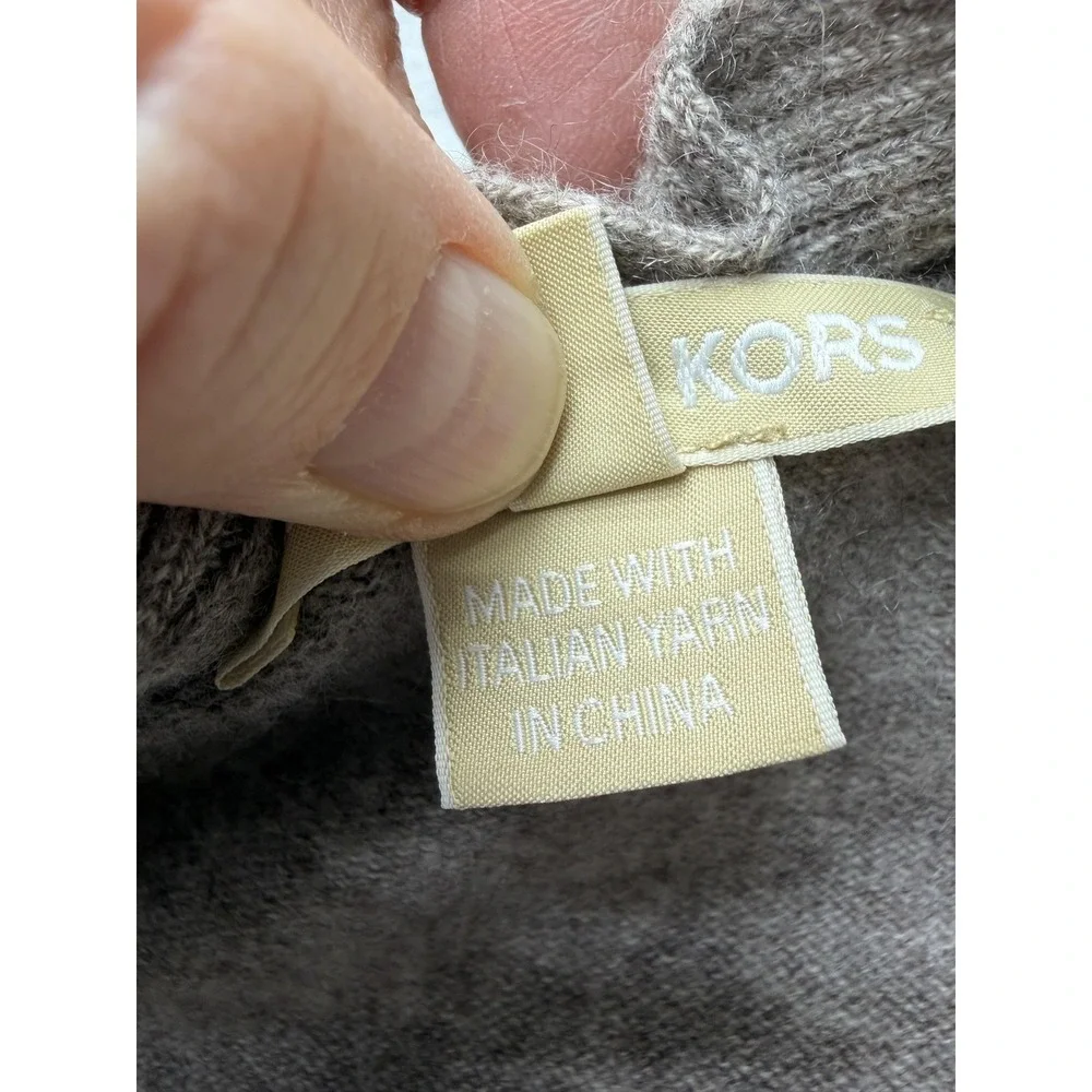 Michael Kors Sweater Cardigan Womens S Brown 100% Cashmere Open Pockets Longline